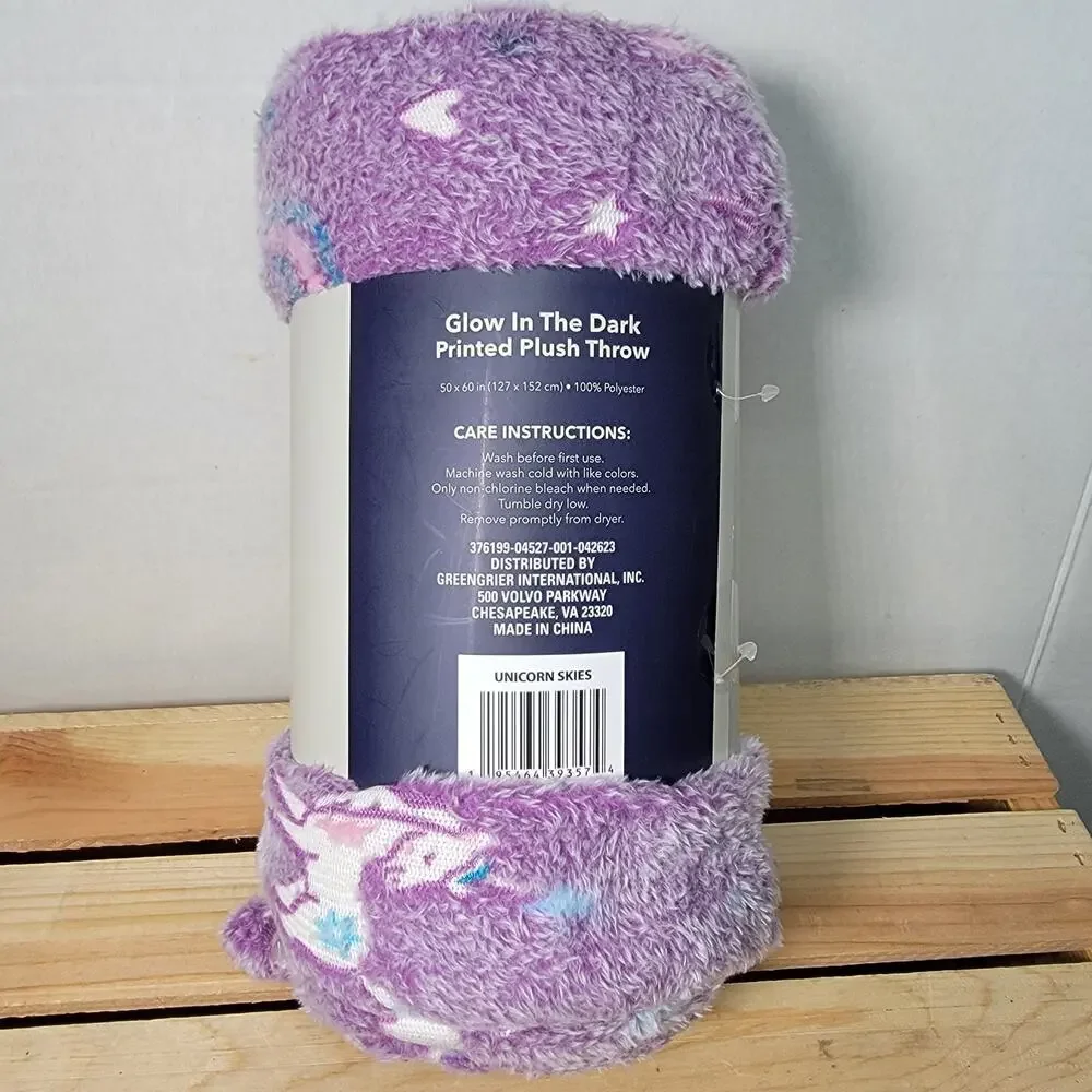 Purple Glow-In-The-Dark Printed Plush Throw 